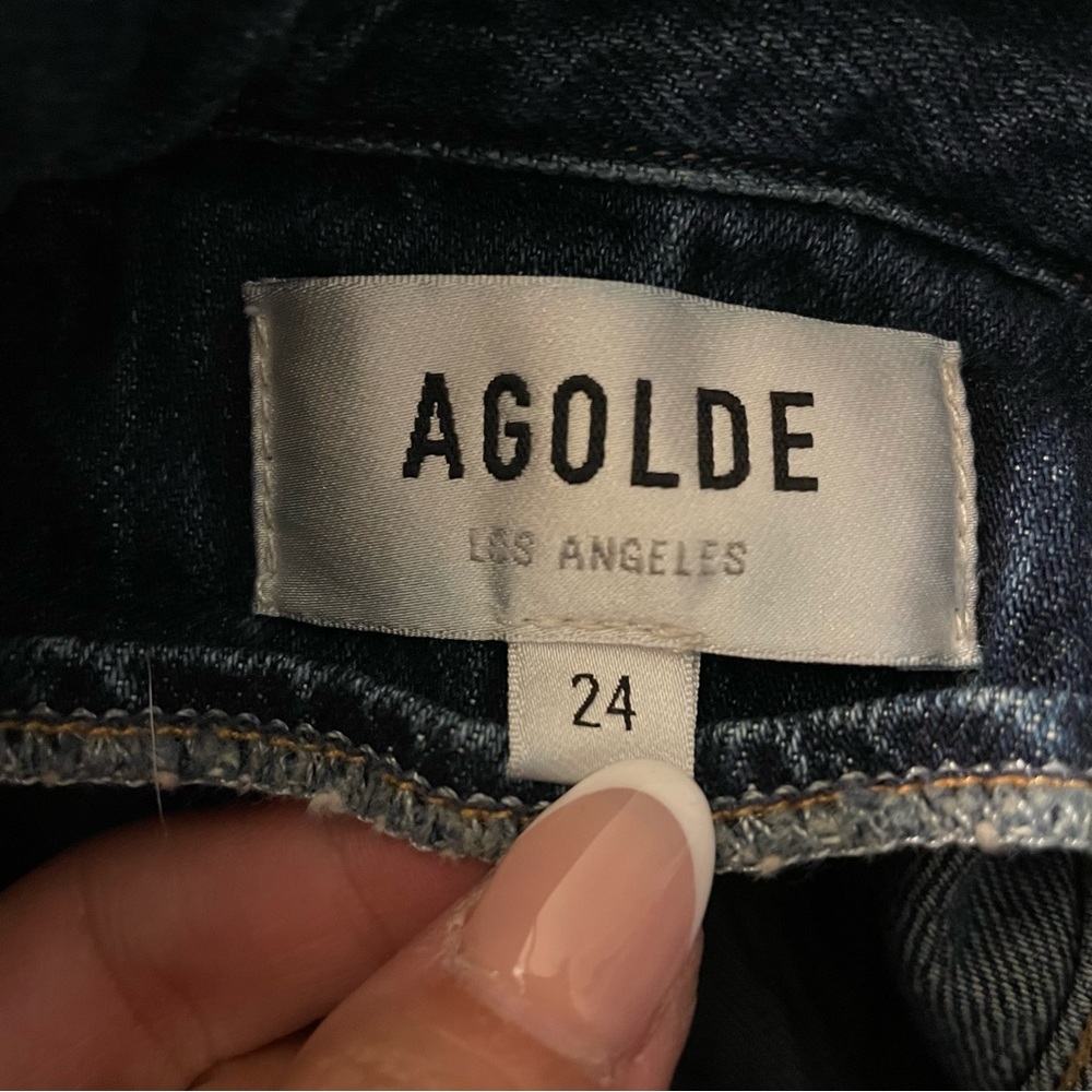 Agolde Vanna Corset Jeans High Waist Belted Foldover Cotton Denim in Blue - Picture 6 of 12